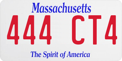 MA license plate 444CT4