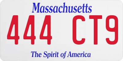 MA license plate 444CT9
