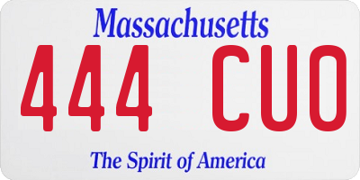 MA license plate 444CU0