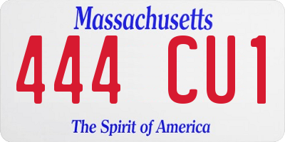 MA license plate 444CU1