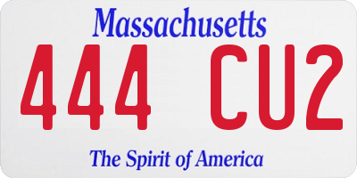 MA license plate 444CU2
