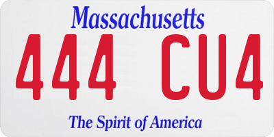 MA license plate 444CU4