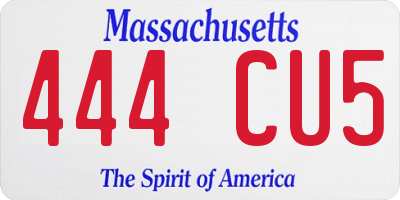 MA license plate 444CU5