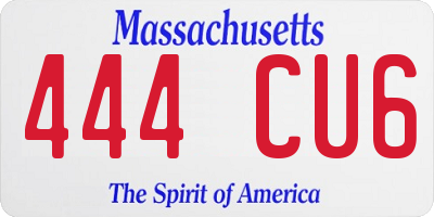 MA license plate 444CU6