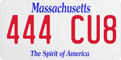 MA license plate 444CU8
