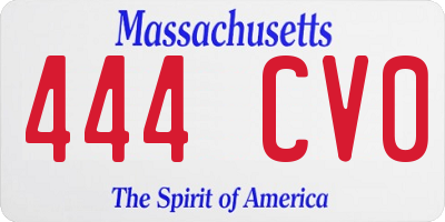 MA license plate 444CV0