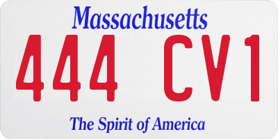 MA license plate 444CV1