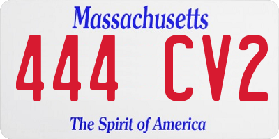 MA license plate 444CV2