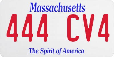 MA license plate 444CV4