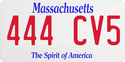 MA license plate 444CV5