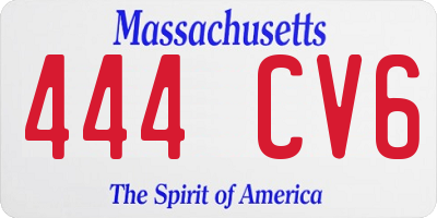 MA license plate 444CV6