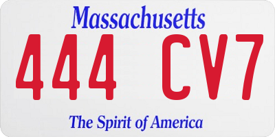 MA license plate 444CV7