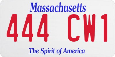 MA license plate 444CW1