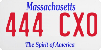 MA license plate 444CX0