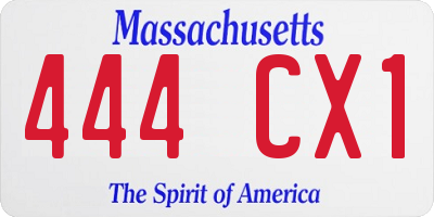 MA license plate 444CX1
