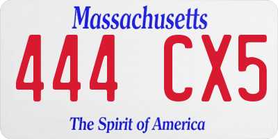 MA license plate 444CX5