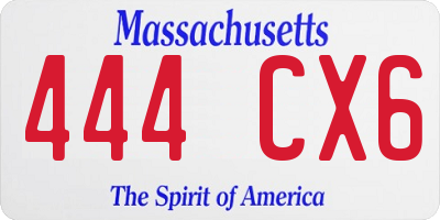 MA license plate 444CX6