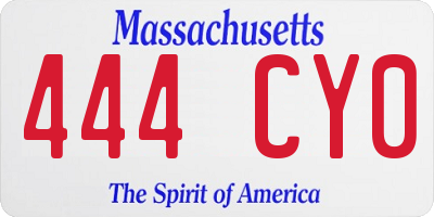 MA license plate 444CY0