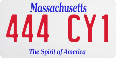 MA license plate 444CY1