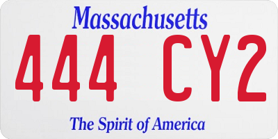 MA license plate 444CY2