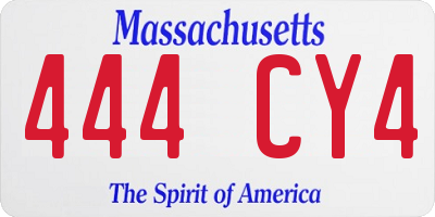 MA license plate 444CY4