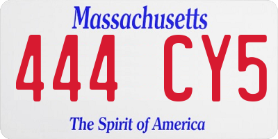 MA license plate 444CY5