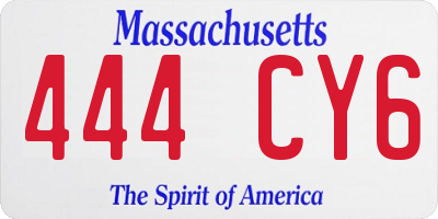 MA license plate 444CY6