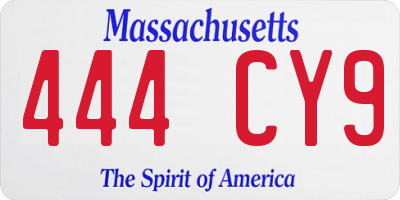 MA license plate 444CY9