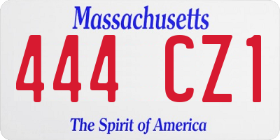 MA license plate 444CZ1
