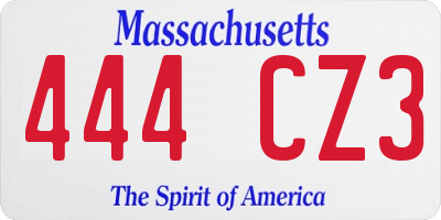 MA license plate 444CZ3