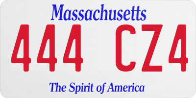 MA license plate 444CZ4