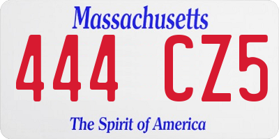 MA license plate 444CZ5