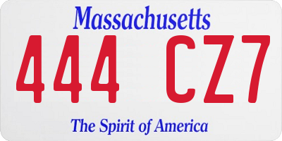 MA license plate 444CZ7