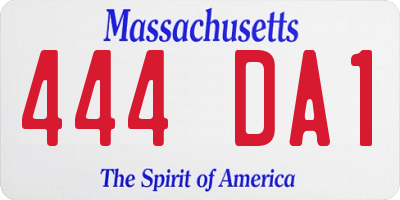 MA license plate 444DA1