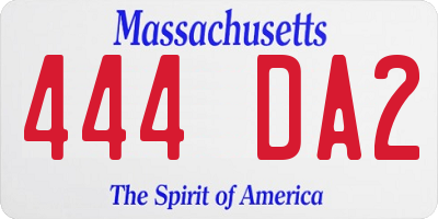 MA license plate 444DA2