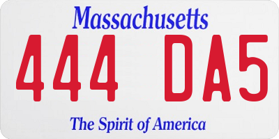 MA license plate 444DA5
