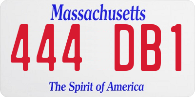 MA license plate 444DB1