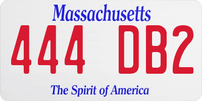 MA license plate 444DB2