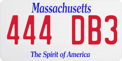 MA license plate 444DB3