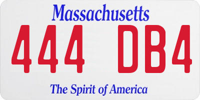 MA license plate 444DB4
