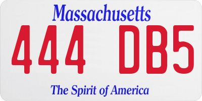 MA license plate 444DB5