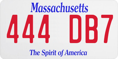 MA license plate 444DB7