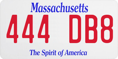 MA license plate 444DB8