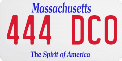 MA license plate 444DC0