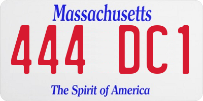 MA license plate 444DC1