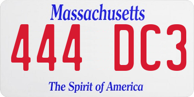 MA license plate 444DC3