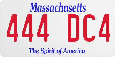 MA license plate 444DC4