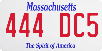 MA license plate 444DC5