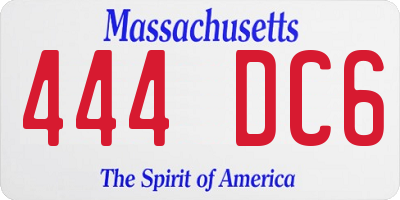 MA license plate 444DC6