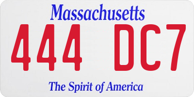 MA license plate 444DC7